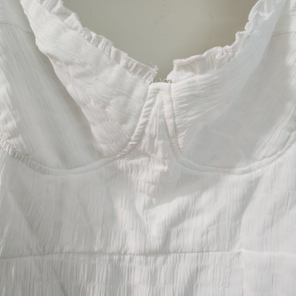 White Ruffled Mini Dress - Picture 2 of 8